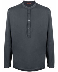T-shirt à manche longue et col boutonné gris foncé Barena