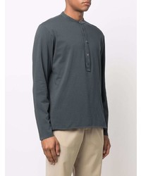 T-shirt à manche longue et col boutonné gris foncé Barena