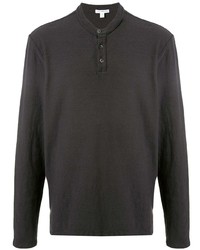 T-shirt à manche longue et col boutonné gris foncé James Perse