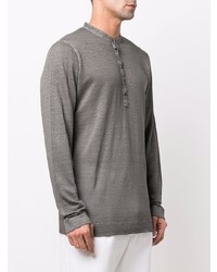 T-shirt à manche longue et col boutonné gris foncé 120% Lino