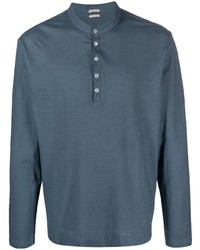 T-shirt à manche longue et col boutonné gris foncé Massimo Alba