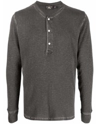 T-shirt à manche longue et col boutonné gris foncé Ralph Lauren RRL