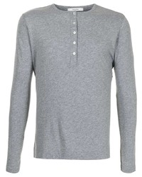 T-shirt à manche longue et col boutonné gris Adam Lippes