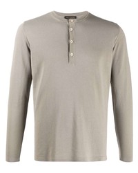 T-shirt à manche longue et col boutonné gris Dell'oglio