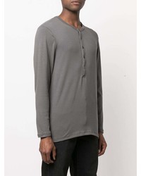 T-shirt à manche longue et col boutonné gris Tom Ford