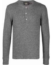 T-shirt à manche longue et col boutonné gris Ralph Lauren RRL