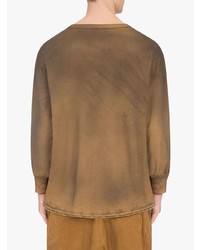 T-shirt à manche longue et col boutonné imprimé marron clair Dolce & Gabbana