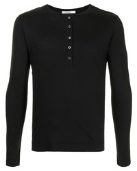 T-shirt à manche longue et col boutonné noir Adam Lippes