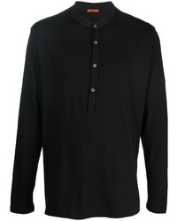 T-shirt à manche longue et col boutonné noir Barena