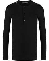 T-shirt à manche longue et col boutonné noir Dolce & Gabbana