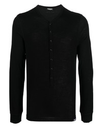 T-shirt à manche longue et col boutonné noir DSQUARED2