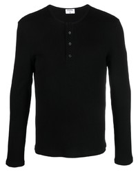 T-shirt à manche longue et col boutonné noir Filippa K