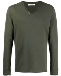 T-shirt à manche longue et col boutonné olive Zadig & Voltaire