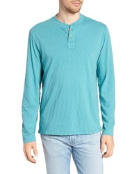 T-shirt à manche longue et col boutonné turquoise