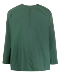 T-shirt à manche longue et col boutonné vert foncé Homme Plissé Issey Miyake