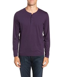 T-shirt à manche longue et col boutonné violet