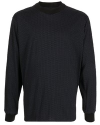 T-shirt à manche longue géométrique noir Giorgio Armani