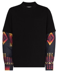 T-shirt à manche longue géométrique noir Sacai