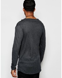 T-shirt à manche longue gris foncé Asos