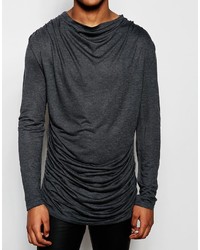 T-shirt à manche longue gris foncé Asos