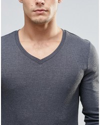 T-shirt à manche longue gris foncé Asos