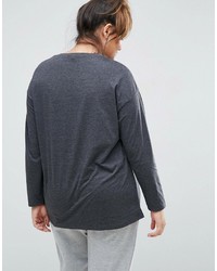 T-shirt à manche longue gris foncé Asos