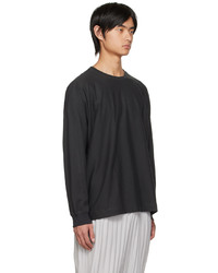 T-shirt à manche longue gris foncé Homme Plissé Issey Miyake