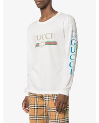 T-shirt à manche longue imprimé beige Gucci