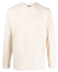 T-shirt à manche longue imprimé beige Jacquemus