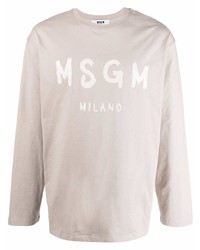 T-shirt à manche longue imprimé beige MSGM