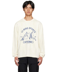 T-shirt à manche longue imprimé blanc et bleu marine Li-Ning