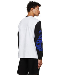 T-shirt à manche longue imprimé blanc et bleu marine Versace