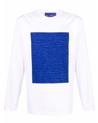 T-shirt à manche longue imprimé blanc et bleu marine Études
