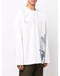 T-shirt à manche longue imprimé blanc et bleu Oamc
