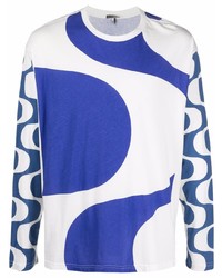 T-shirt à manche longue imprimé blanc et bleu Isabel Marant