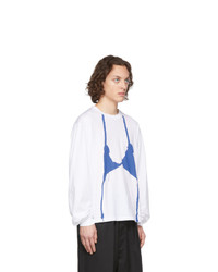 T-shirt à manche longue imprimé blanc et bleu Random Identities
