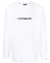 T-shirt à manche longue imprimé blanc et noir A Bathing Ape