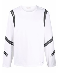 T-shirt à manche longue imprimé blanc et noir Alexander McQueen