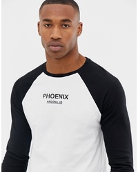 T-shirt à manche longue imprimé blanc et noir ASOS DESIGN
