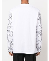 T-shirt à manche longue imprimé blanc et noir Versace