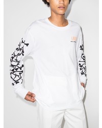 T-shirt à manche longue imprimé blanc et noir Amiri
