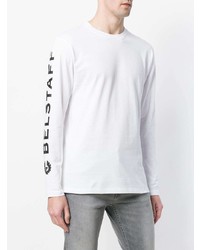 T-shirt à manche longue imprimé blanc et noir Belstaff