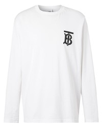 T-shirt à manche longue imprimé blanc et noir Burberry