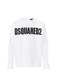 T-shirt à manche longue imprimé blanc et noir DSQUARED2