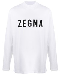 T-shirt à manche longue imprimé blanc et noir Ermenegildo Zegna