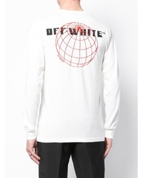 T-shirt à manche longue imprimé blanc et noir Off-White