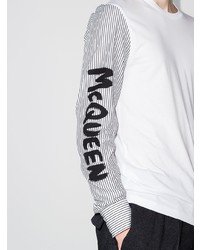 T-shirt à manche longue imprimé blanc et noir Alexander McQueen