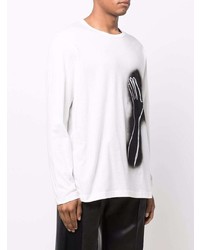 T-shirt à manche longue imprimé blanc et noir Yohji Yamamoto