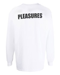 T-shirt à manche longue imprimé blanc et noir Pleasures