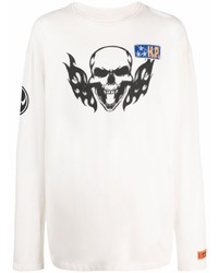 T-shirt à manche longue imprimé blanc et noir Heron Preston